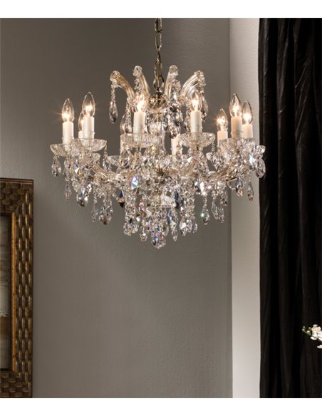 Chandelier light - Copenlamp - Asfour crystals, Gold finish