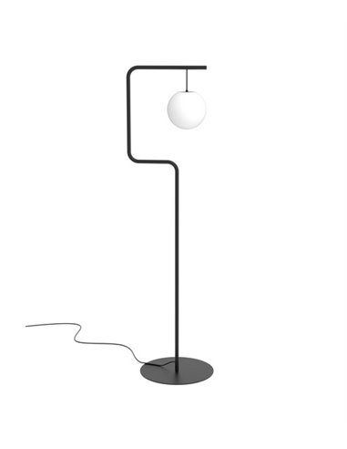 Lámpara de pie Zig – Pujol – Lámpara de salón tipo bola, Acabado negro, 163 cm