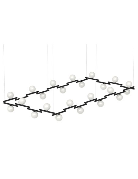 Lámpara colgante Zen – Pujol – Lámpara de techo tipo bola, Acabado negro, 10+24 luces