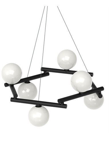 Lámpara colgante Zen – Pujol – Lámpara redondo tipo bola, Acabado negro, 3 tamaños