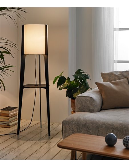 Tower floor lamp – Foc – Lamp with tray, Lacquered black, Height: 140 cm