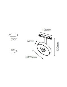 Cookie 48V magnetic track spotlight - Beneito & Faure - LED lamp 2700K or 3000K, Aluminium white or black