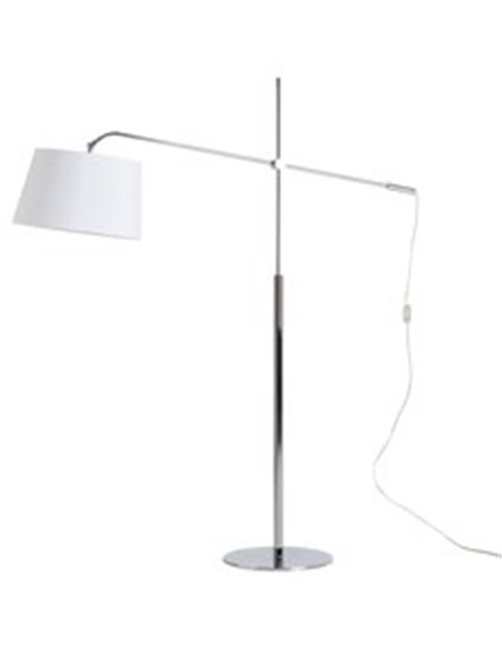 Atrium floor lamp - Massmi - Modern arc lamp, Opaque white cotton lampshade, Adjustable in height and direction