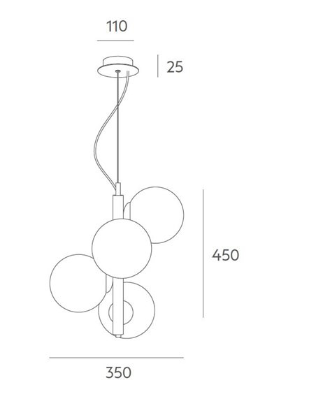 Buble pendant light - Massmi - Ball lamp, Matt opal lampshades with clamp, 4xE14