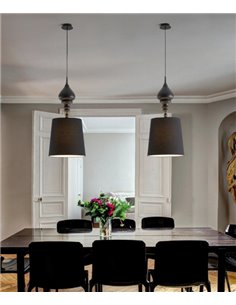 Borroco pendant light - Massmi - Translucent cotton lampshade, 1 metre cable black, 35 cm