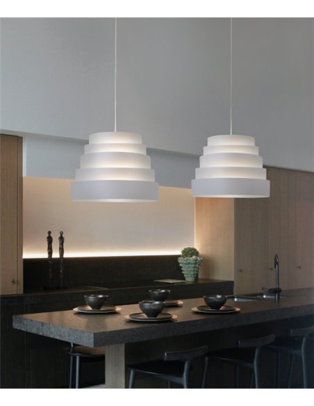 Blur pendant light - Massmi - Decorative lamp with opaque cotton lampshade, Parchment diffuser