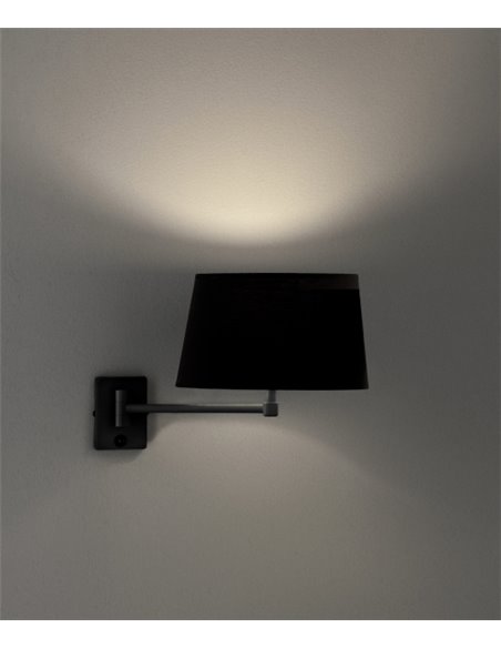 Gira wall light - Massmi - Elegant lamp in various finishes, translucent cotton fabric lampshade, 1xE27