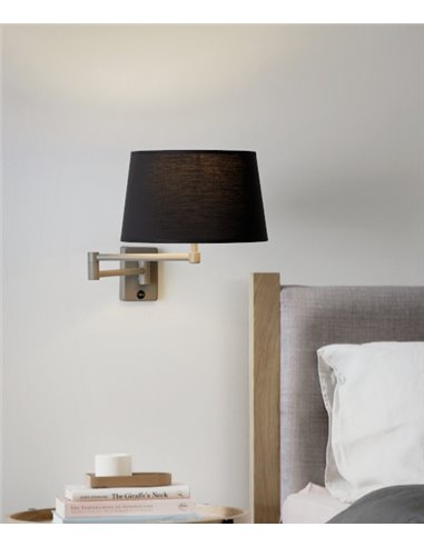 Gira wall light - Massmi - Adjustable wall light, Cotton shade, translucent, 1xE27