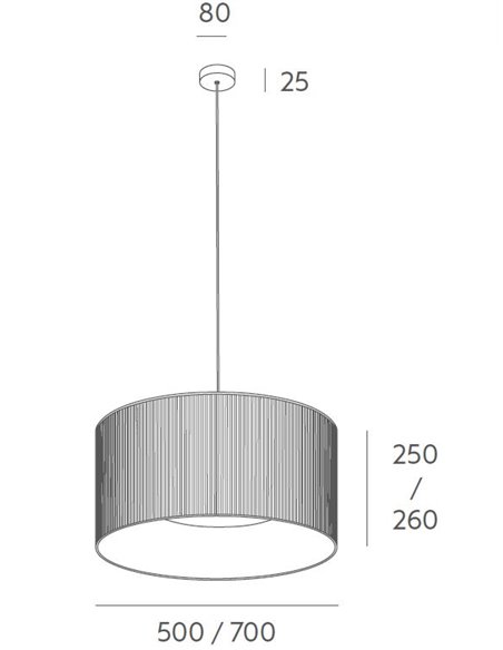 In Translucent pendant light - Massmi - Pleated lampshade, Diameter: 50/70 cm
