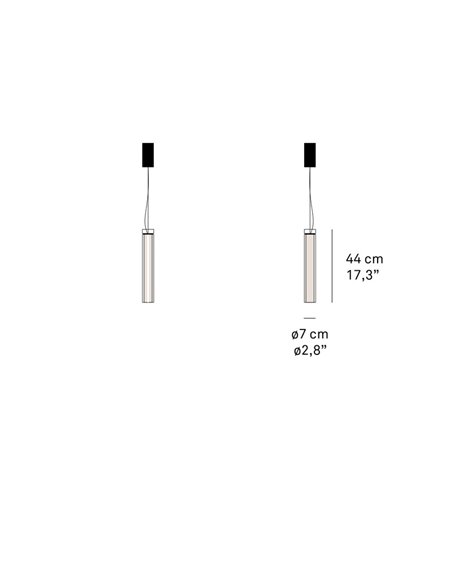Estela Vertical pendant light - LZF - Wooden lamp+blown glass, Available in 40 cm/60 cm/100 cm, Dimmable LED 3000K