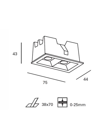 Jim recessed ceiling light - FORLIGHT - Downlight with up to 5 spotlights, LED 3000K PRO