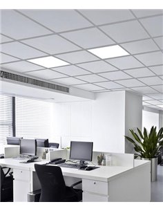 Square ceiling light - FORLIGHT - White aluminium lamp, LED 3000K or 4000K, Size: 59.6 cm