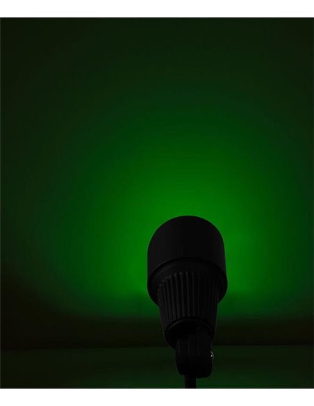 Minimal Green ground stake light - FORLIGHT - Black outdoor floodlight, LED 420 lm