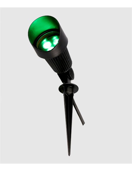 Minimal Green ground stake light - FORLIGHT - Black outdoor floodlight, LED 420 lm