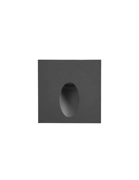 Icon outdoor wall light - FORLIGHT - Square black aluminium recessed luminaire, LED 3000K 228 lm, Dimensions: 8 cm