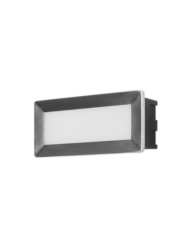 Rect outdoor recessed wall light - FORLIGHT - Made of stainless steel AISI 304, Length: 20,5 cm, LED 3000K 345 lm