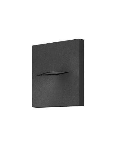 Hide outdoor wall light - FORLIGHT - Square anthracite aluminium wall light, LED 4000K 268 lm, Suitable for saline environments