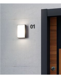 Block outdoor wall light - FORLIGHT - Anthracite finish aluminium wall light, 4000K 9,7W LED IP65