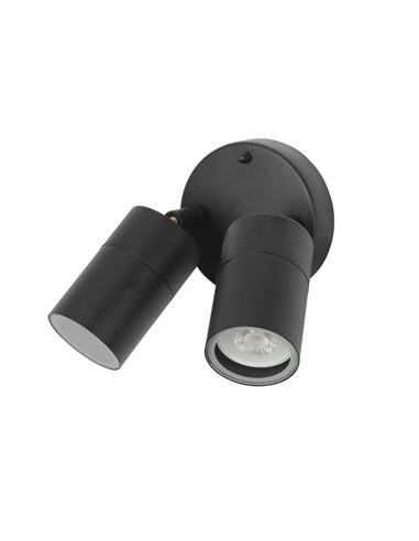 Pixa outdoor wall light - FORLIGHT - Black lamp with 1 or 2 spotlights, GU10 IP44