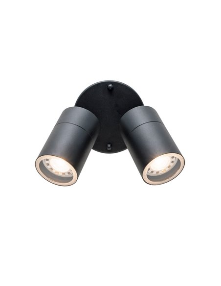 Pixa outdoor wall light - FORLIGHT - Black lamp with 1 or 2 spotlights, GU10 IP44