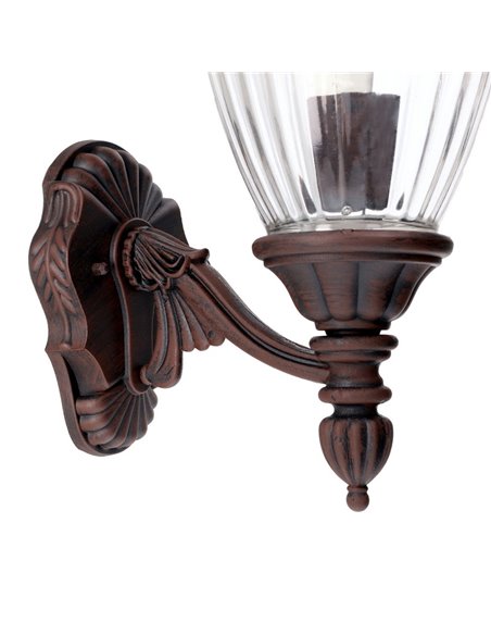 Adur outdoor wall light - FORLIGHT - Classic lamp in rust brown finish, Aluminium+crystal, E27 IP23