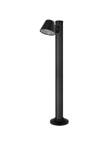 Cone outdoor bollard lamp - FORLIGHT - Black light with 1 or 2 spotlights, GU10 IP54, Height: 80 cm