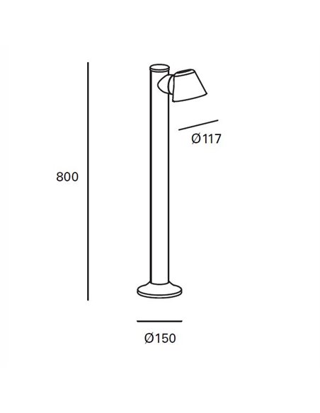 Cone outdoor bollard lamp - FORLIGHT - Black light with 1 or 2 spotlights, GU10 IP54, Height: 80 cm
