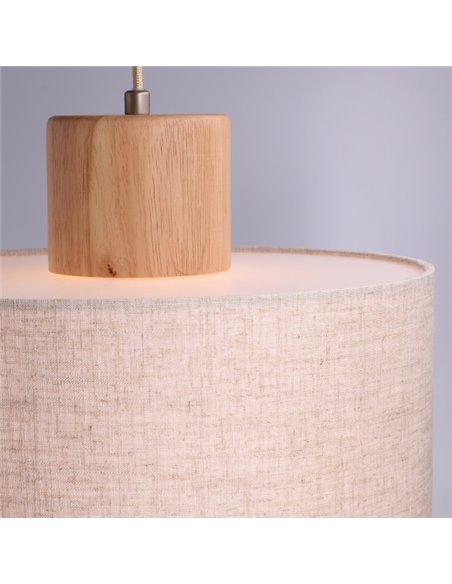 Lampa pendant light - FORLIGHT - Available in 2 sizes, Natural wood+fabric
