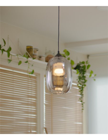 Kea pendant light - FORLIGHT - Black glass lamp, Adjustable height, Diameter: 20 cm