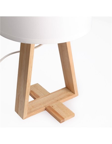Nuts table lamp - FORLIGHT - Nordic lamp with textile lampshade, Natural wood