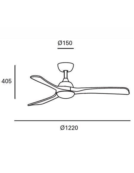 Bosc ceiling fan with light - FORLIGHT - DC fan with 3 wooden blades, 5 speeds, LED dimmable