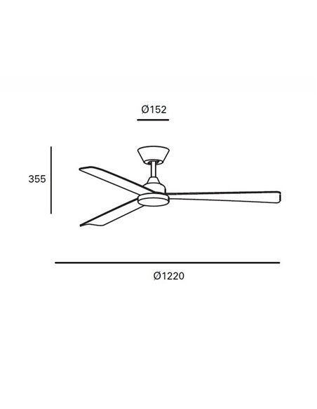 Shadow ceiling fan without light - FORLIGHT - DC fan with 3 blades ABS, 5 speeds