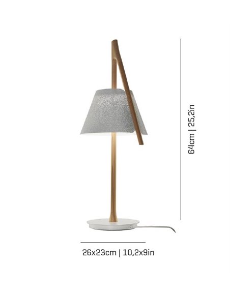 Cambo table lamp - a-emotional light - Design lamp made of stainless steel + beech wood, Height: 64 cm, LED Dimmable 2700K 850 l