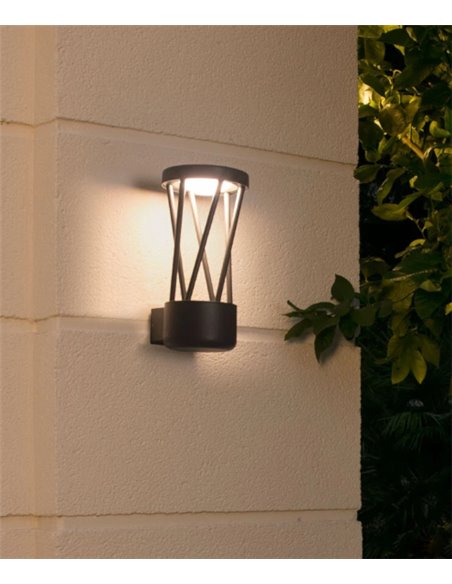 Lámpara LED aplique gris oscuro cuerpo entramado – Twist – Faro