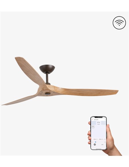 Morea SMART light brown ceiling fan – Faro – DC motor, Remote control with timer + Alexa/Google/Siri, 5 speeds