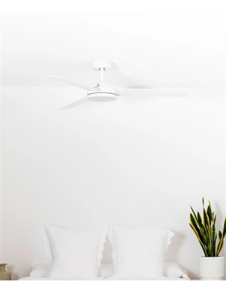 Barth white ceiling fan with LED light – Faro – DC motor, Remote control with timer, 132 cm