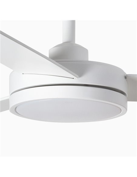 Barth white ceiling fan with LED light – Faro – DC motor, Remote control with timer, 132 cm
