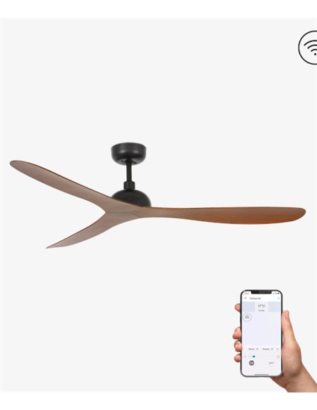 Gotland SMART black/wood ceiling fan – Faro – DC, Remote control with timer + Alexa/Google/Siri, 3 speeds