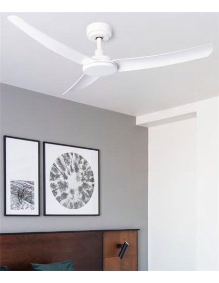 Siros white ceiling fan – Faro – DC, Remote control with timer, 5 speeds