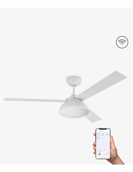 Rodas SMART white ceiling fan with LED light – Faro - Remote control with timer + Alexa/Google/Siri, 5 speeds, DC motor