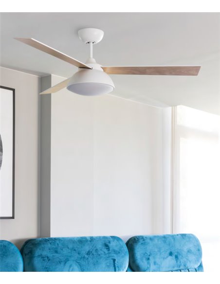 Rodas SMART white ceiling fan with LED light – Faro - Remote control with timer + Alexa/Google/Siri, 5 speeds, DC motor