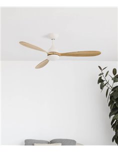 Poros white ceiling fan with LED light – Faro – Remote control with timer, 6 speeds, DC motor