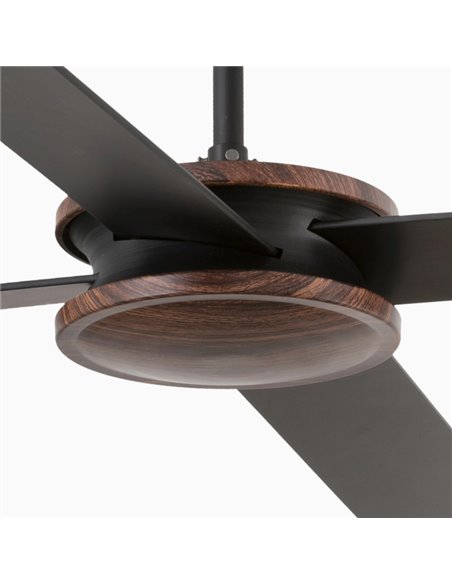 Polea SMART walnut/black ceiling fan – Faro – Remote control with timer + Alexa/Google/Siri, 6 speeds, DC motor