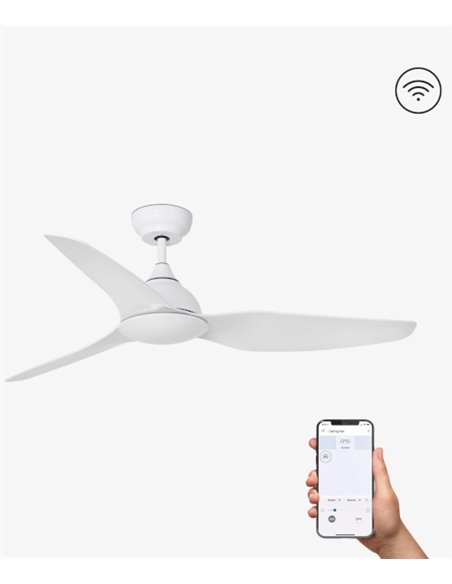 Sioux SMART white ceiling fan with LED light – Faro – IP44, Remote control with timer + Alexa/Google/Siri, 6 speeds