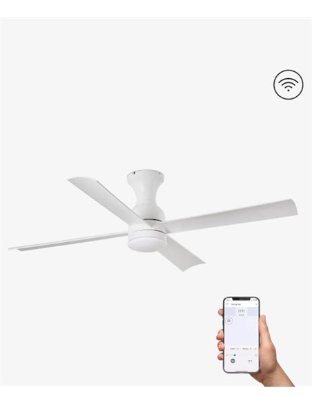 Fraser SMART white ceiling fan with LED light – Faro - Remote control with timer+Alexa/Google/Siri, DC motor, 3 speeds