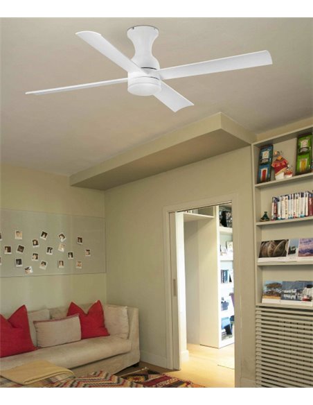 Fraser SMART white ceiling fan with LED light – Faro - Remote control with timer+Alexa/Google/Siri, DC motor, 3 speeds