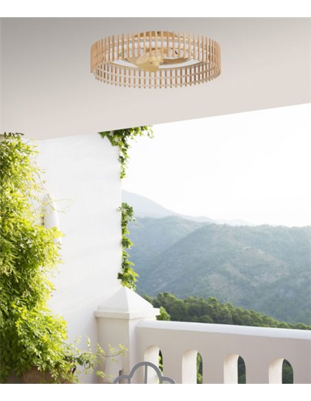 Bambu ceiling fan with light - FORLIGHT - Wooden fan DC, 6 speeds, Adjustable colour temperature, LED 4370 lm