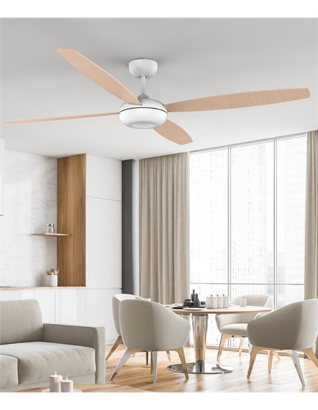 Ceiling fan without light four reversible blades white/sandblasted SMART Kudari - Leds C4