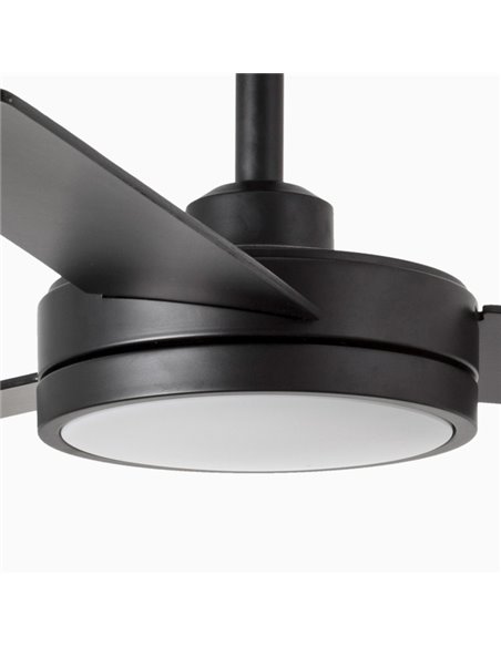 Barth black ceiling fan with LED light – Faro - Remote control with timer, 5 speeds, 132 cm
