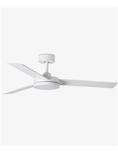 Barth white ceiling fan with LED light – Faro – DC motor, Remote control with timer, 132 cm